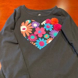 Black 5T Okie Dokie long sleeve heart shirt
